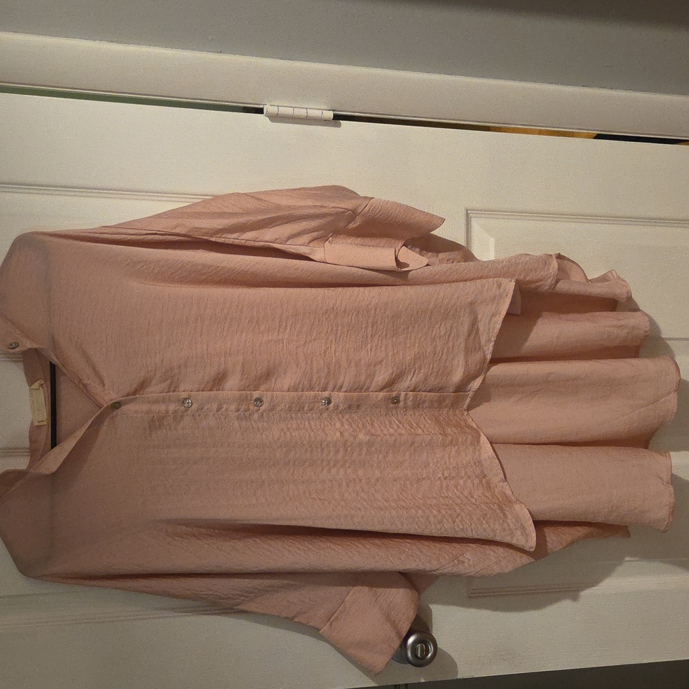Women's Pink Button-Up High Low Shirt